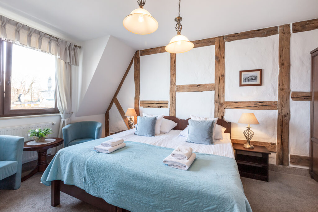 sypialnia w apartamencie Columbus w Ustce